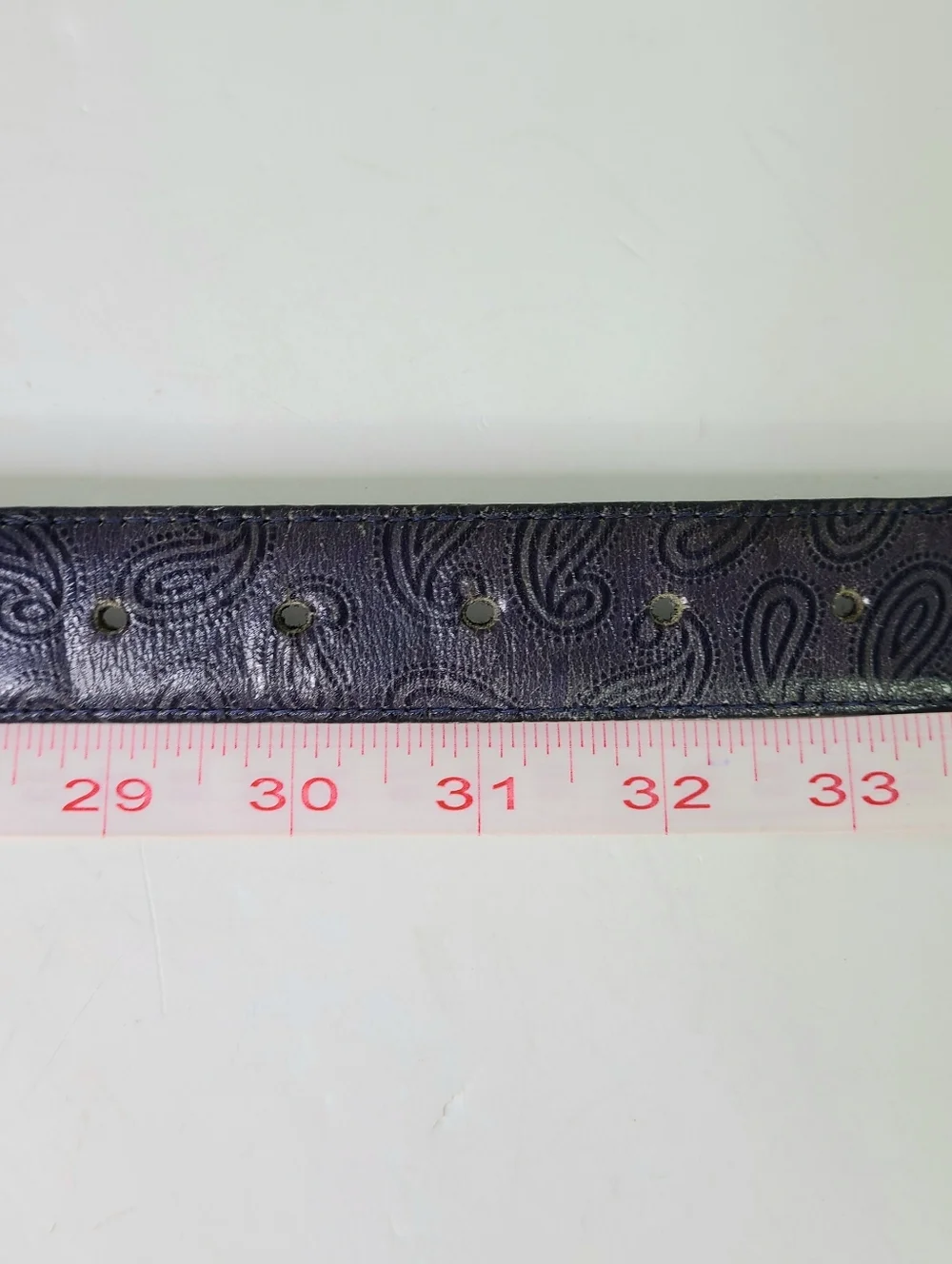 Just Jamie Tooled Paisley Navy Distressed  Italian Calfskin Leather Vintage Belt